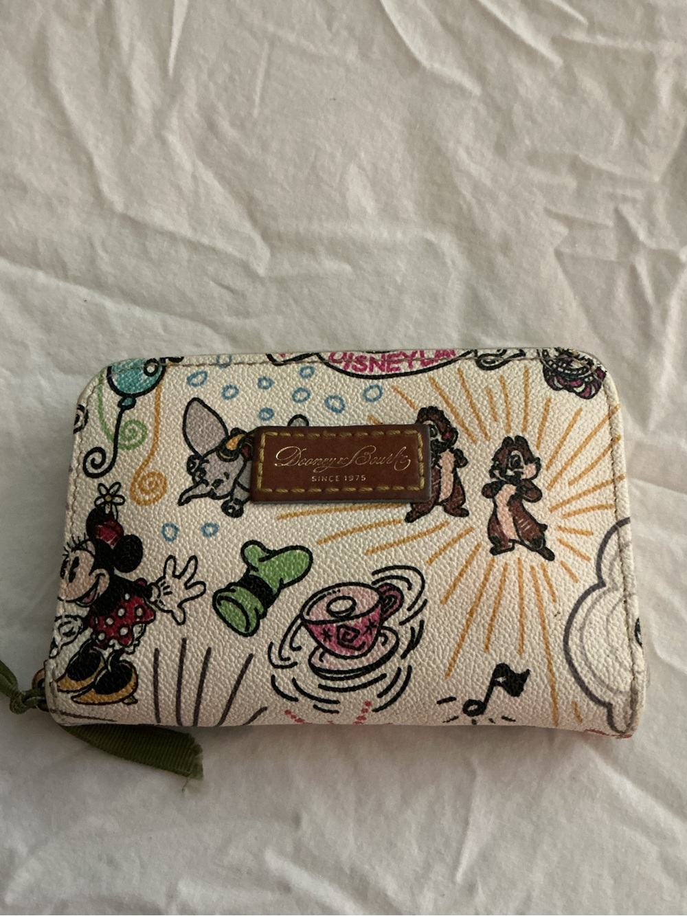 Dooney & Bourke Cream Multicolor Disney Sketch Zip Wallet